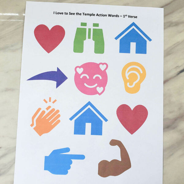 You will love this fun and simple I Love to See the Temple Action Words singing time activity! Come up with some simple actions to do while you sing this sweet primary song!