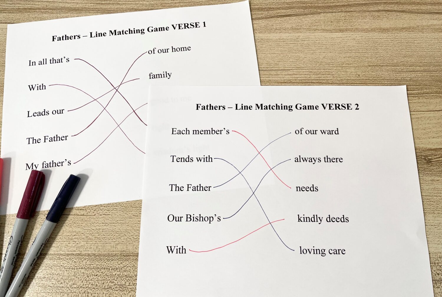 Fathers Line Matching Game Easy ideas for Music Leaders IMG 6609 e1654279811886