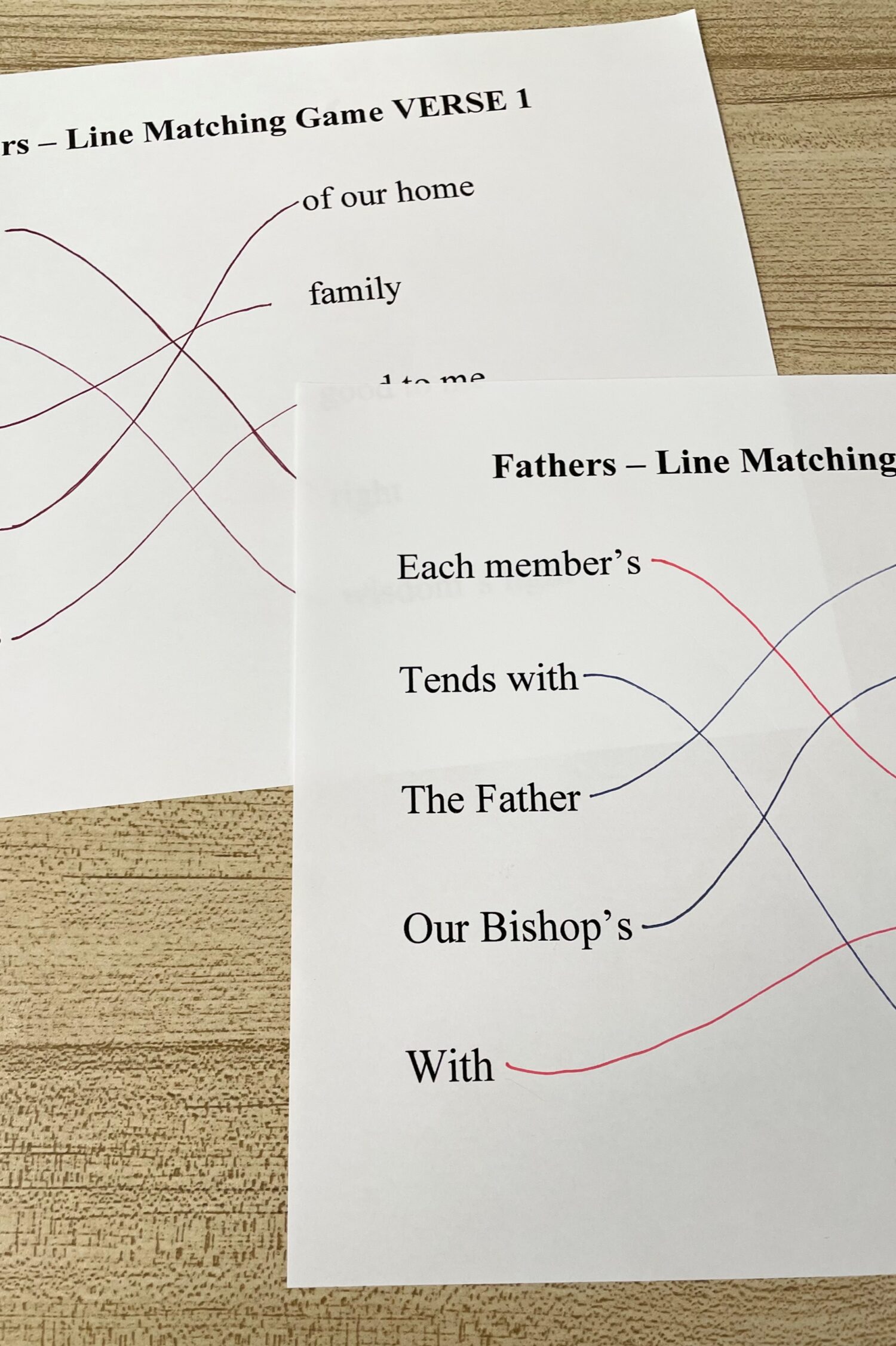Fathers Line Matching Game Easy singing time ideas for Primary Music Leaders IMG 6611 1