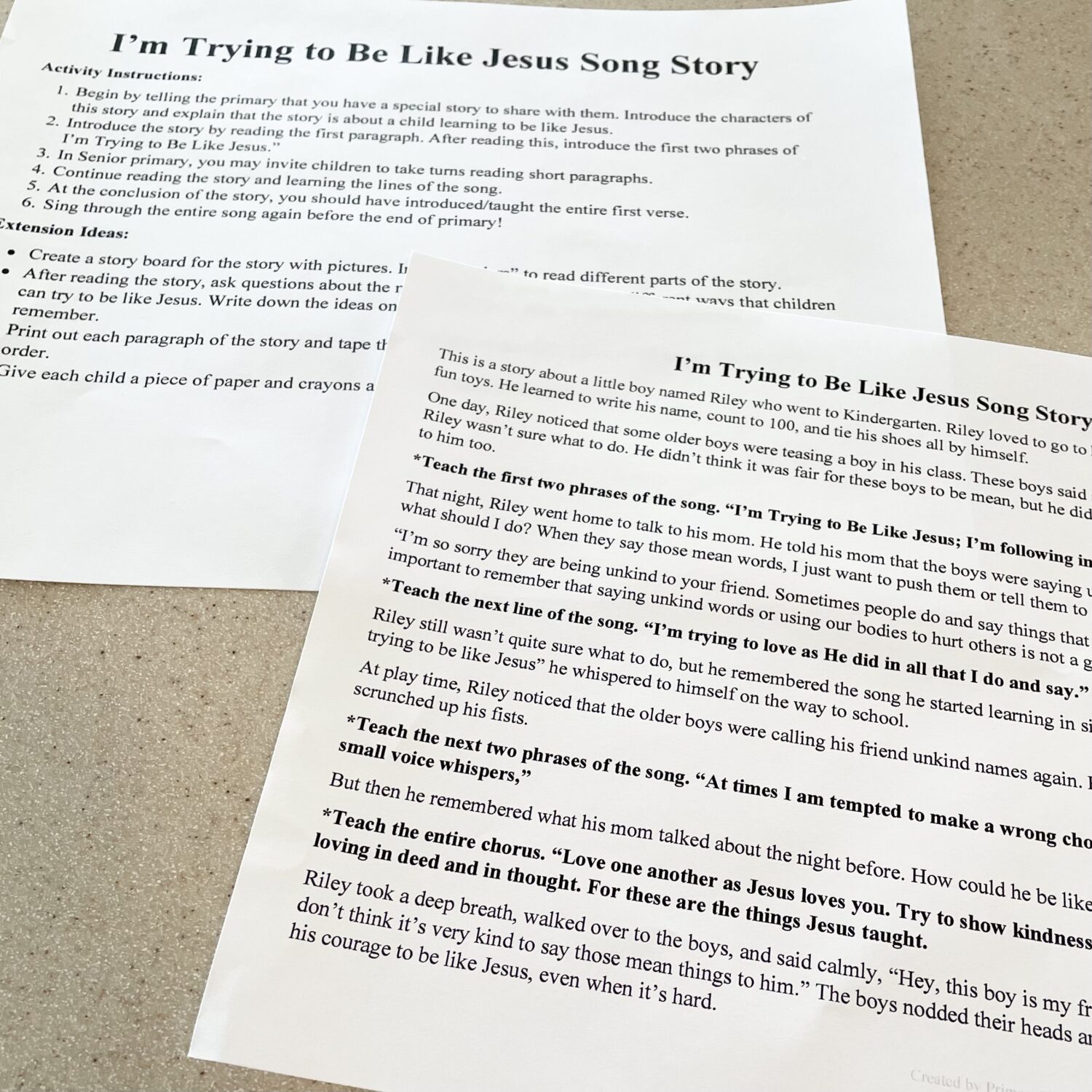 I'm Trying to Be Like Jesus Song Story Easy ideas for Music Leaders IMG 6643