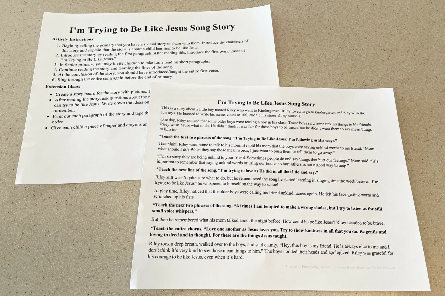 I'm Trying to Be Like Jesus Song Story Singing time ideas for Primary Music Leaders IMG 6644 e1654984317738