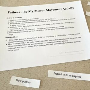 Fathers movement activity with printable song helps - easy singing time for LDS Primary music leaders!