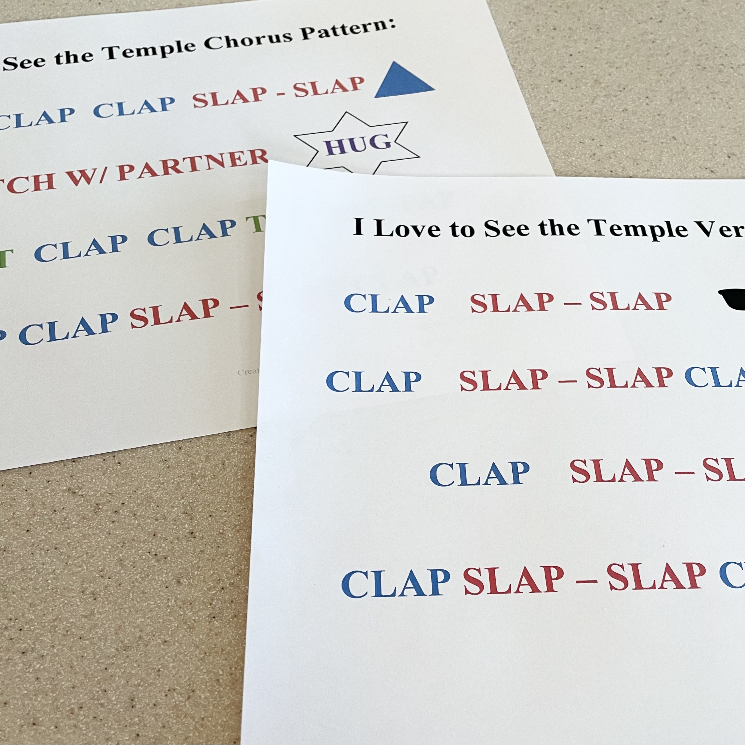 I Love to See the Temple Hand Claps singing time idea