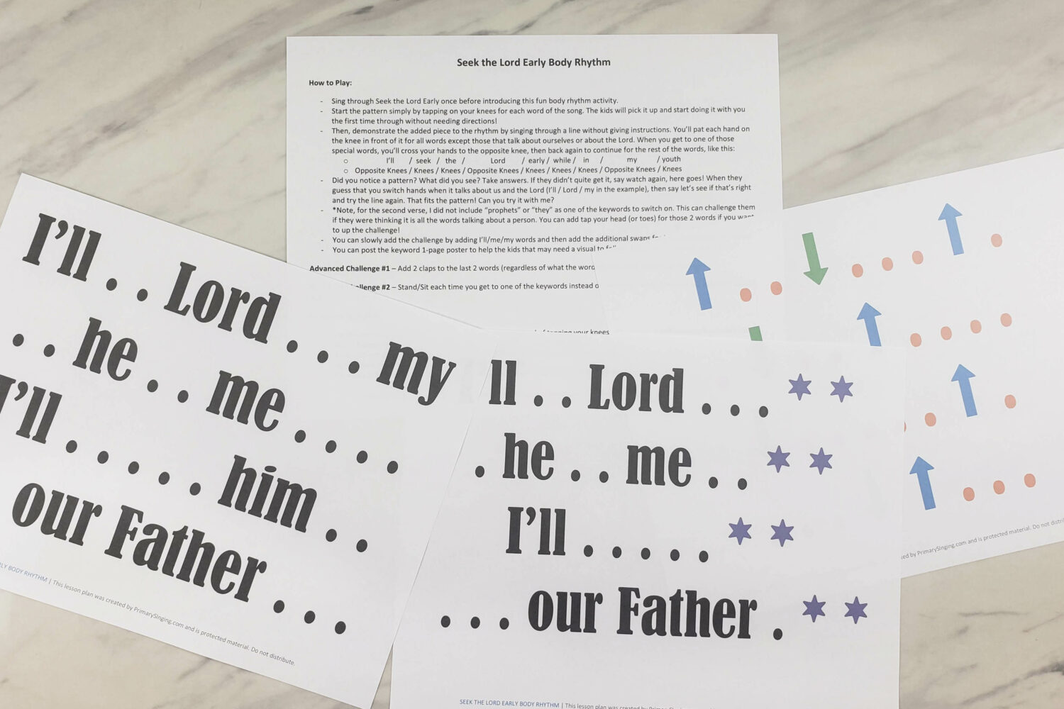 Seek the Lord Early body rhythm fun and easy singing time ideas for LDS Primary music leaders. Fun and easy ways to teach I'll Seek the Lord Early in Primary with printable song helps and lesson plans