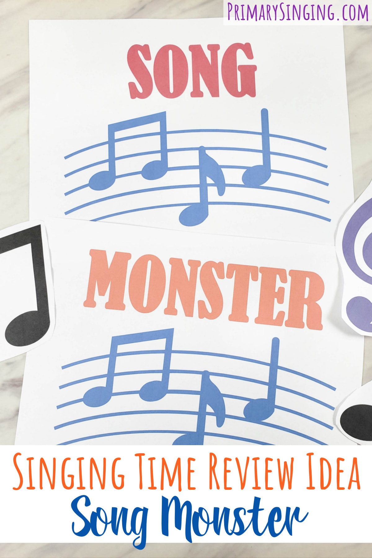 Singing Time Song Monster review game idea for LDS Primary music leaders