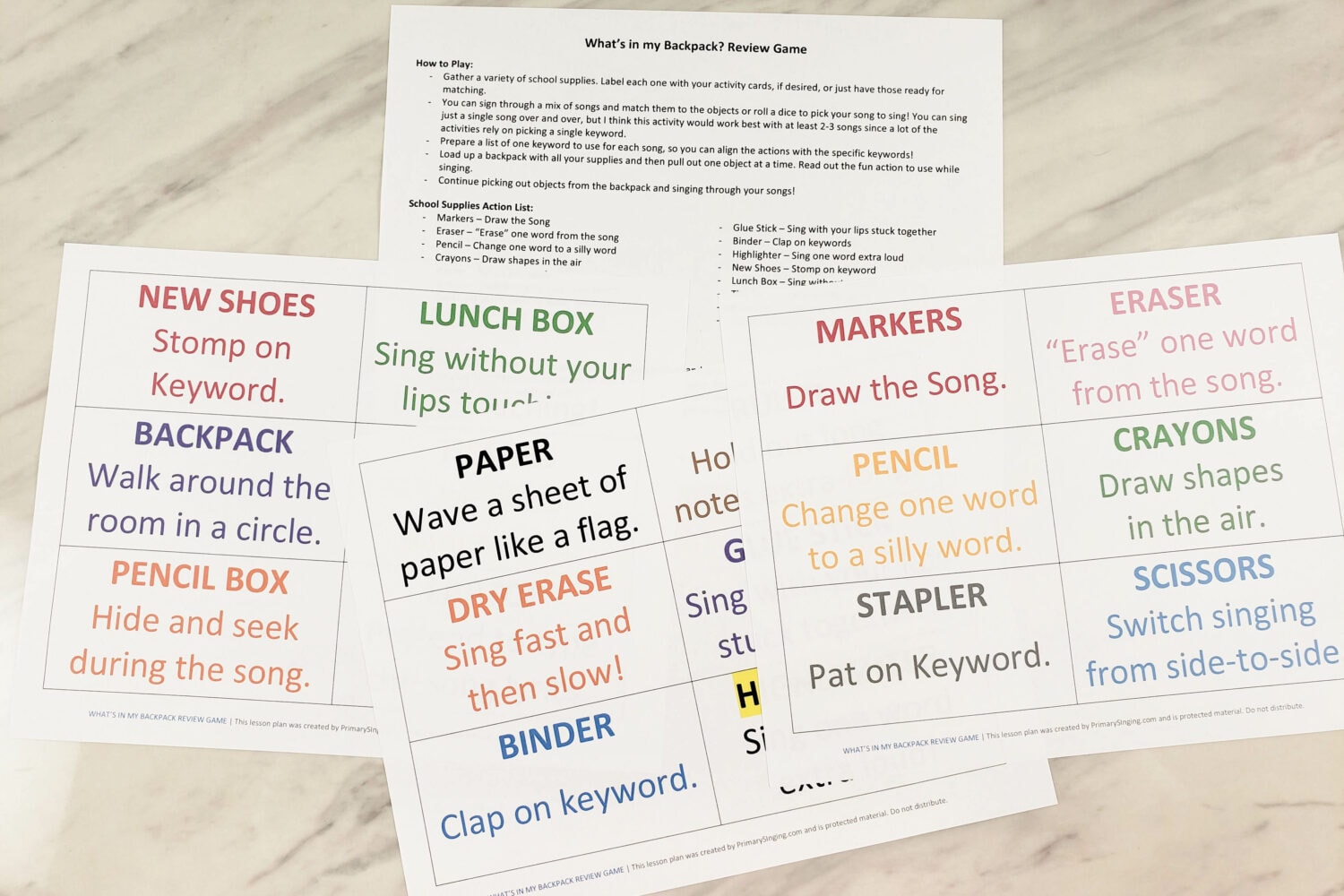 What's in my Backpack Back to School Singing time ideas for LDS Primary music leaders. 