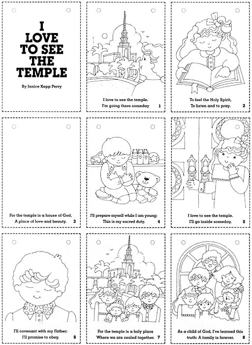 I Love to See the Temple printable picture songbook booklet