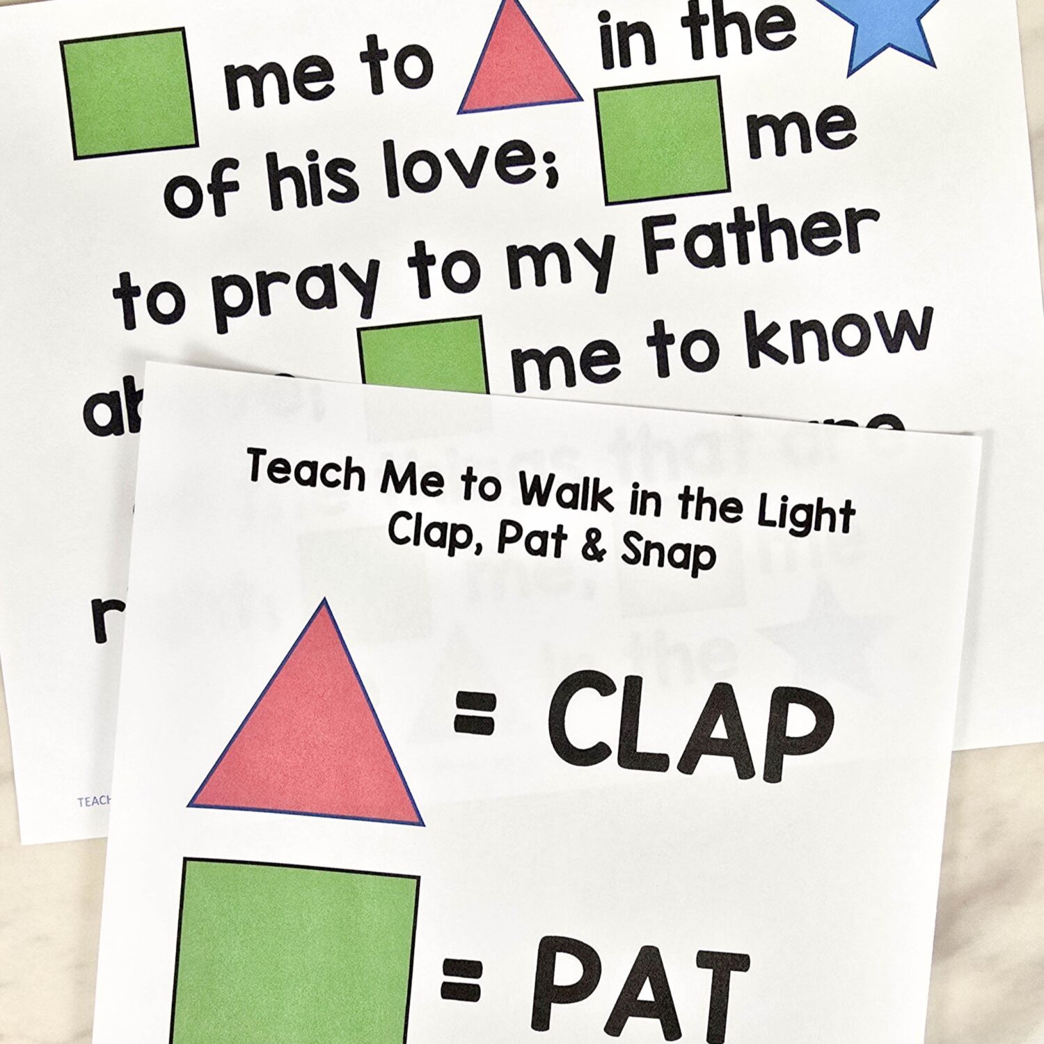 20 Teach Me to Walk in the Light Singing Time Ideas 9 Teach Me to Walk in the Light Clap Pat & Snap singing time activity