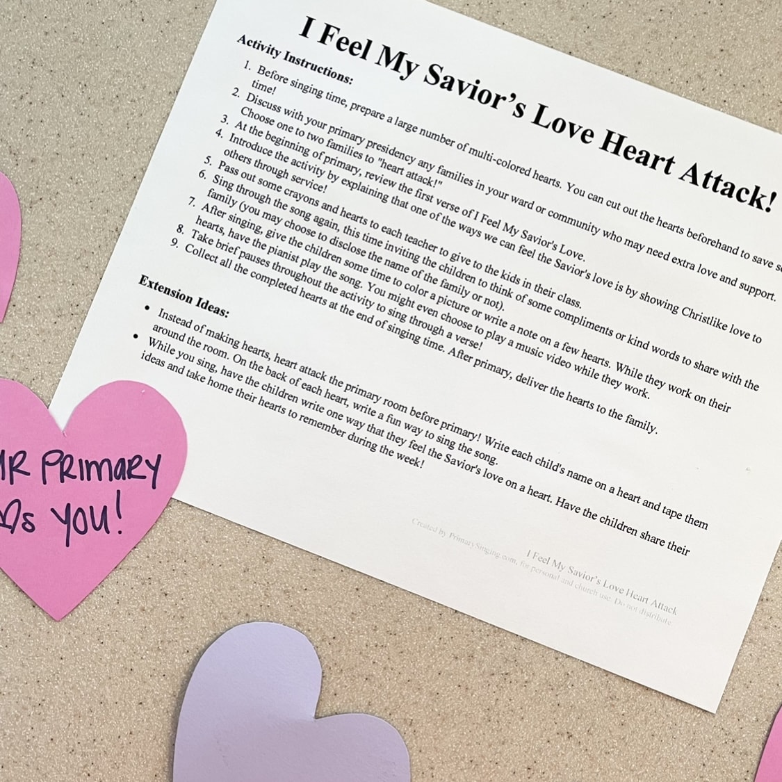 I Feel My Savior's Love Heart Attack Service Activity Easy ideas for Music Leaders IMG 6911