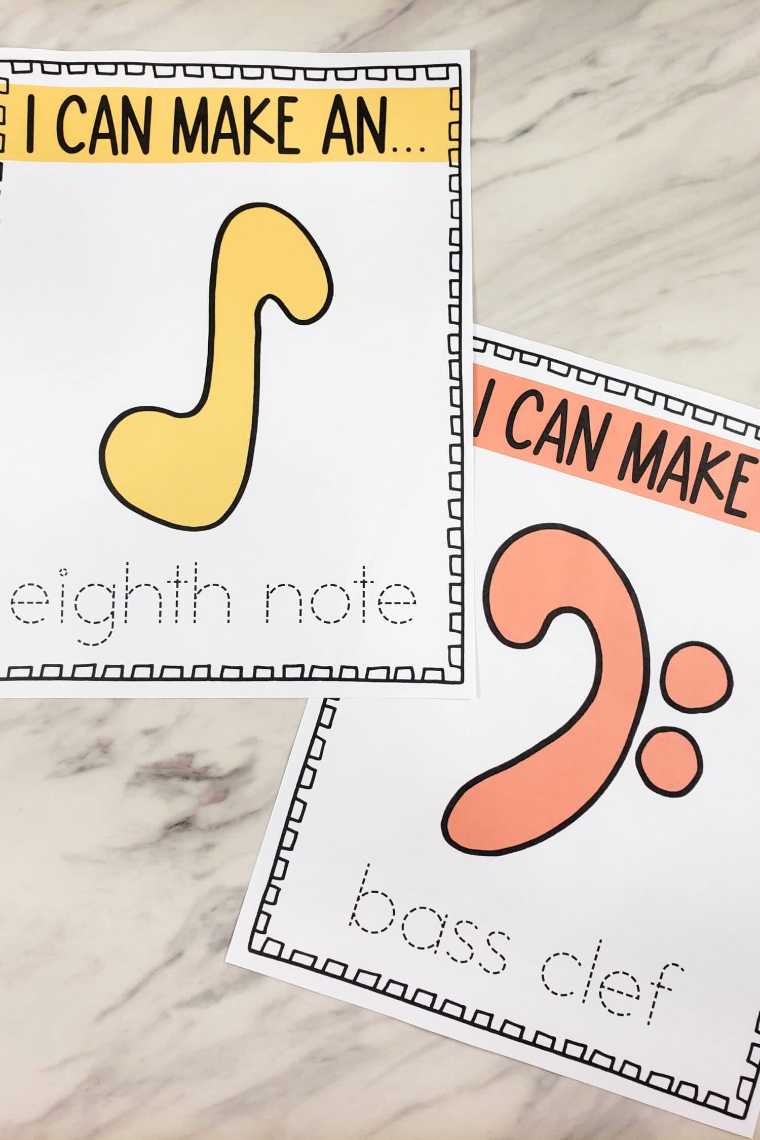 Printable Playdoh Mats Music Notes - Learn to identify and shape a variety of fun musical notes using playdoh! Fun singing time idea for music leaders! 
