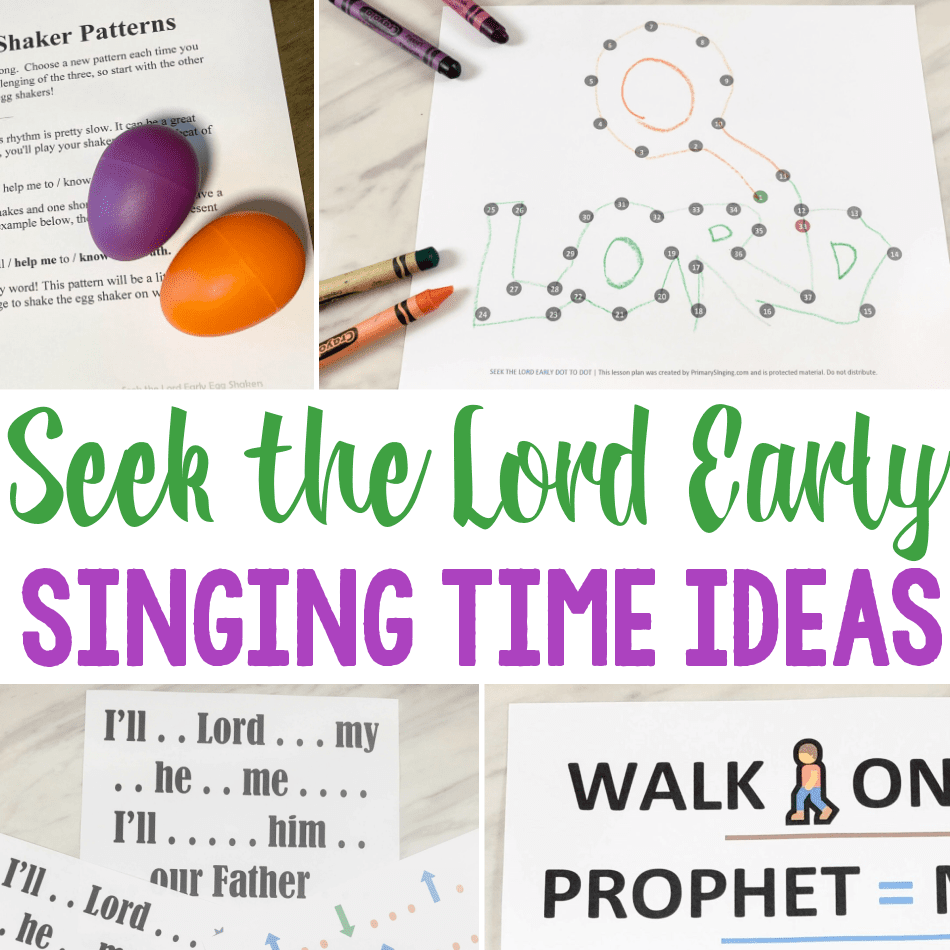 12 Seek the Lord Early singing time ideas for LDS Primary music leaders with printable song helps. Fun and easy ways to teach Seek the Lord Early in Primary.