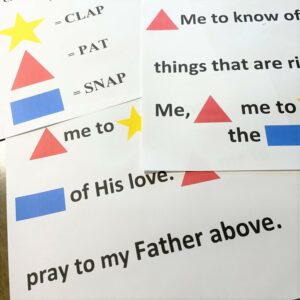 You will love reviewing and laughing with this Teach Me to Walk in the Light Clap, Pat & Snap singing time review activity! This living music activity is such a fun way to add some rhythm into singing time as you review Teach Me to Walk in the Light this month! With printable song helps for LDS Primary Music Leaders.