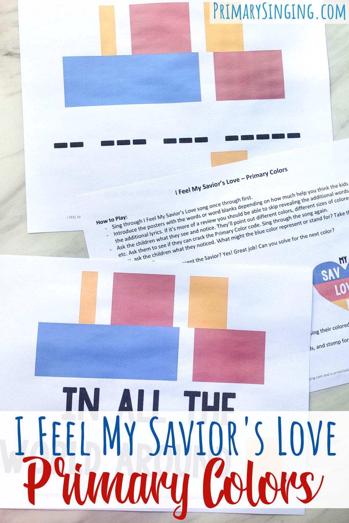 I Feel My Savior's Love Primary Colors singing time idea for LDS Primary Music Leaders - Have them help solve the color code and add an action matching the color!