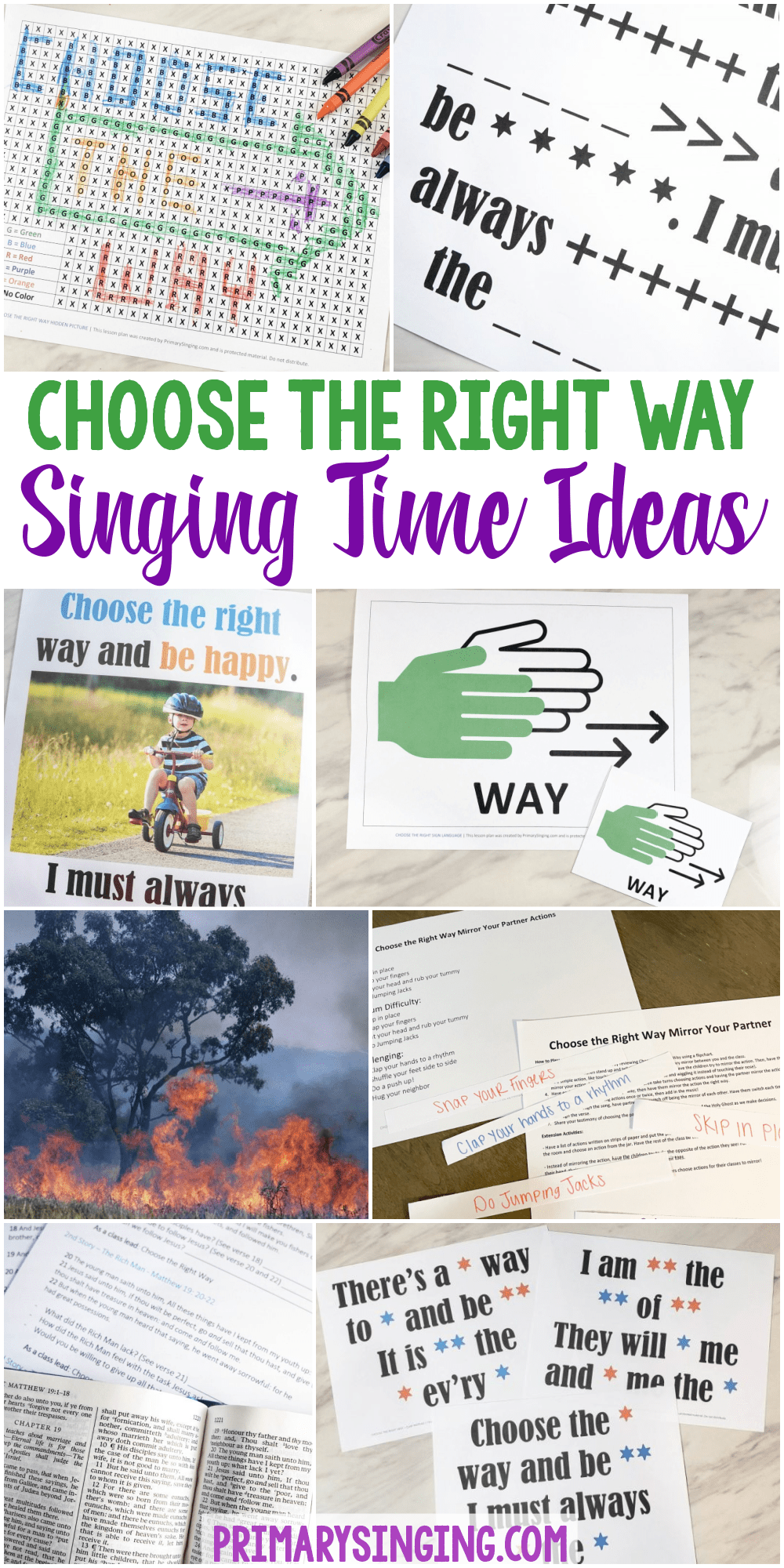 Choose the Right Way Singing Time Ideas - Easy lesson plans and printables for LDS Primary Music Leaders and Come Follow Me Home Study!