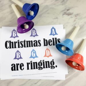 Christmas Bells Hand Bells Chart for LDS Primary music leaders teaching this Christmas Primary song this year in Singing Time!