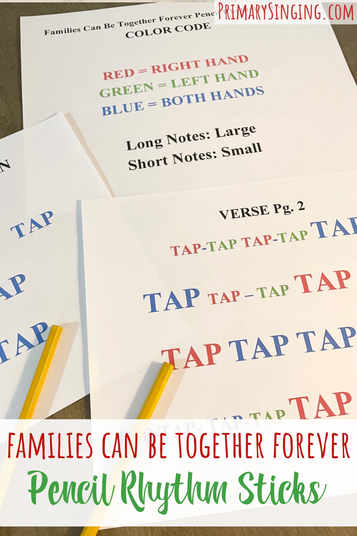 Families Can Be Together Forever Rhythm Sticks singing time idea for LDS Primary Music Leaders. Have fun tapping out the rhythm and beat with these printable song helps!