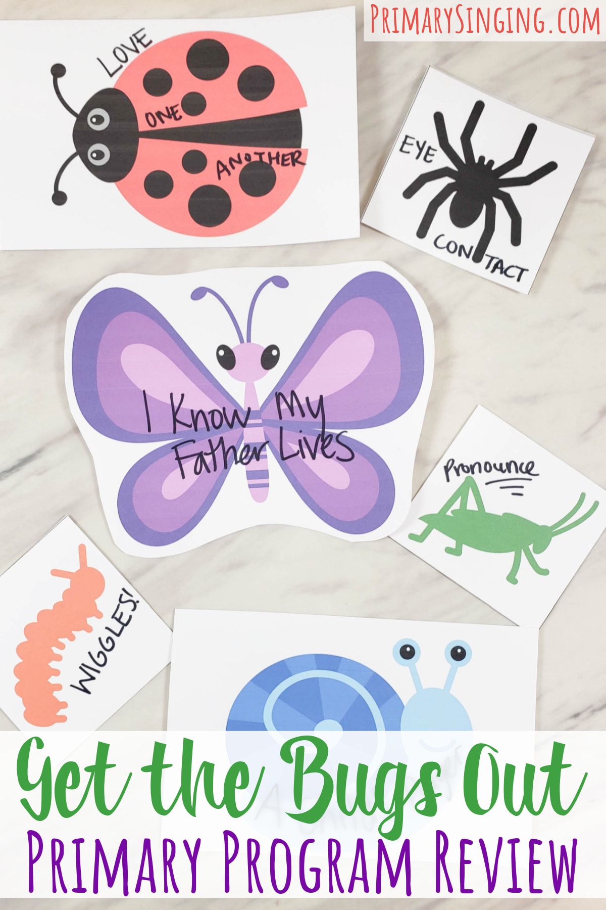 Let's Get the Bugs Out Primary Program Review Idea for singing time with printable song helps for LDS Primary Music Leaders. Have the kids smash (or pop a small balloon) all the bugs in your song as you fix small errors and problems in your songs before your Primary Presentation!