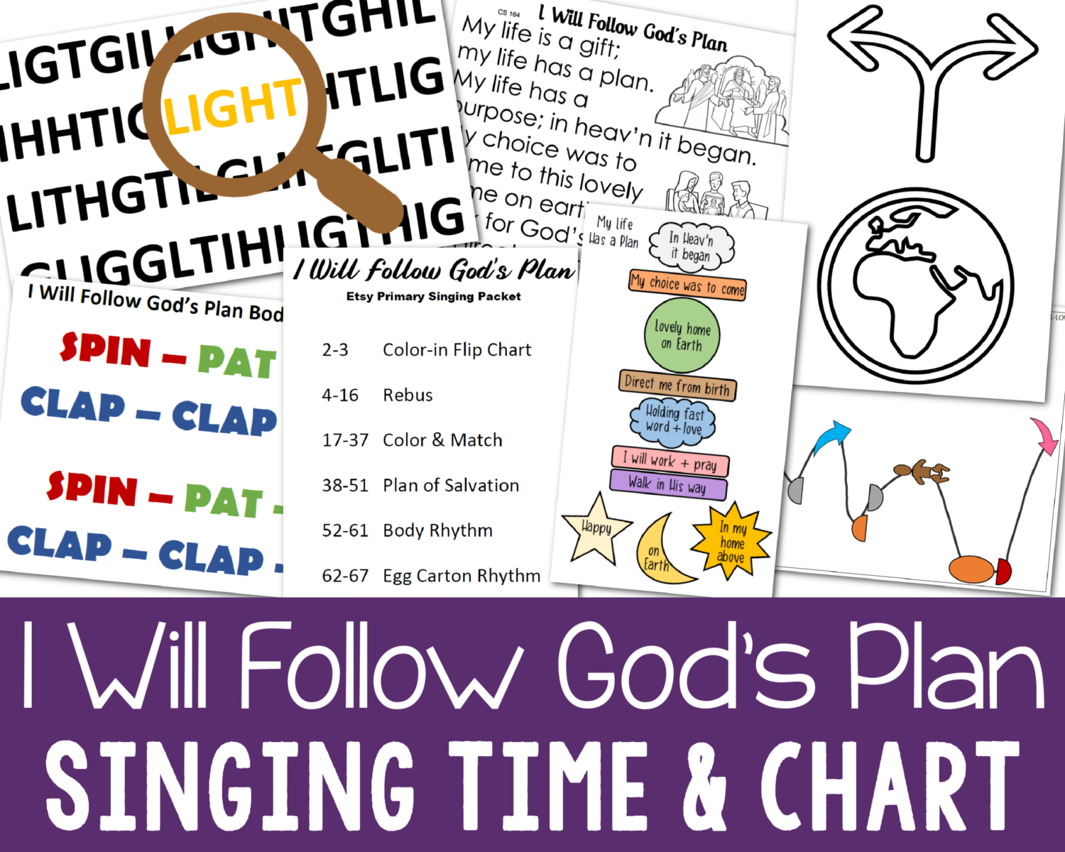 I Will Follow God's Plan singing time and flip chart teaching packet