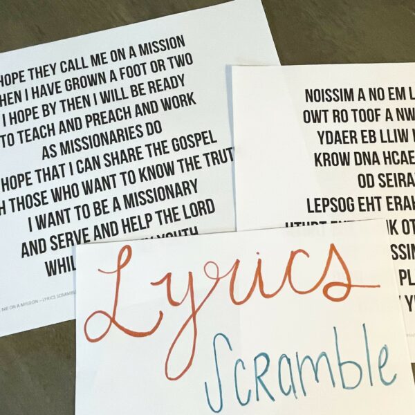 I Hope They Call Me on a Mission Lyrics Scramble fun singing time idea with printable song helps for LDS Primary Music Leaders