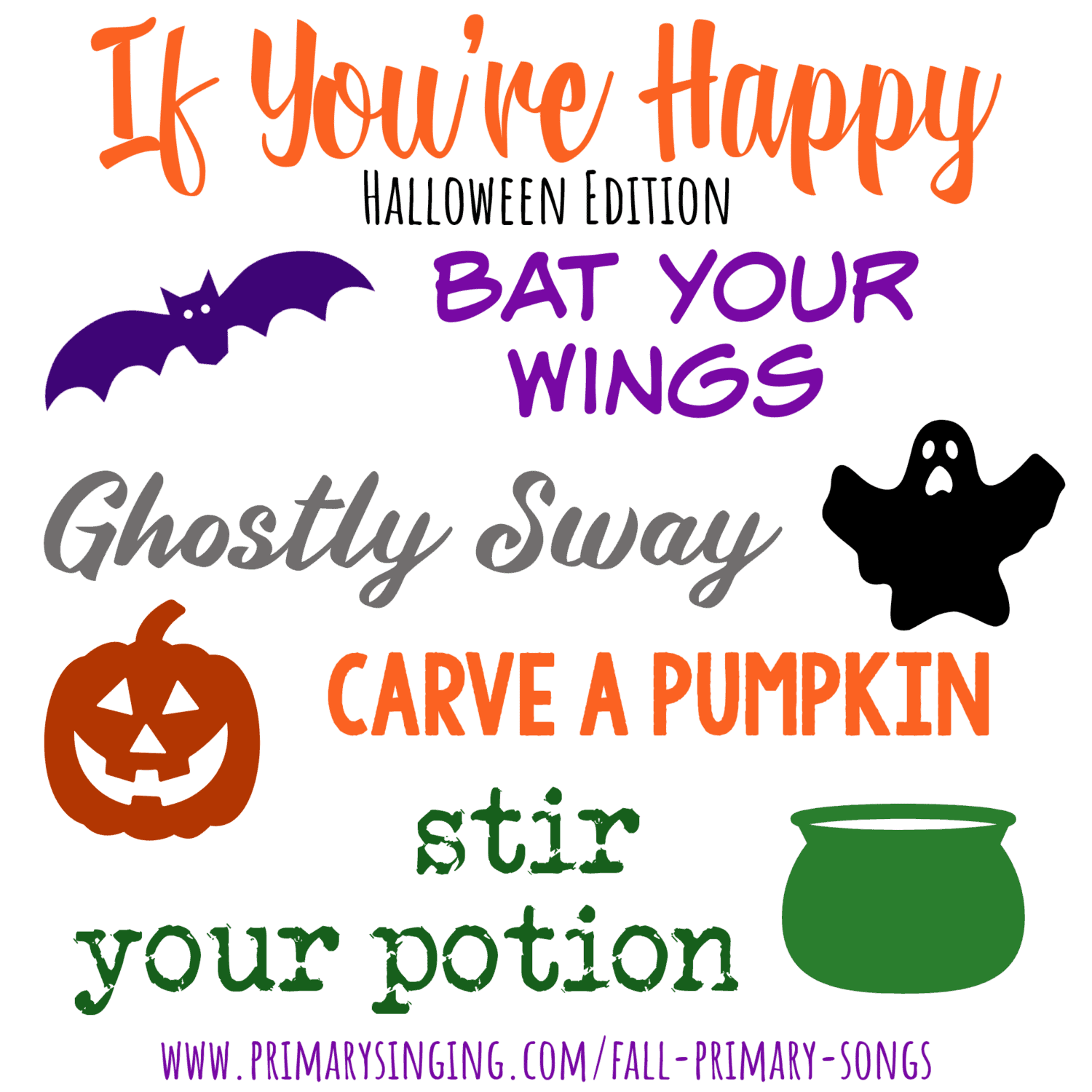 If You're Happy and You Know It - Fun Halloween Edition to swap out the lyrics for perfectly spooky alternatives for LDS Primary Music Leaders singing time activities!