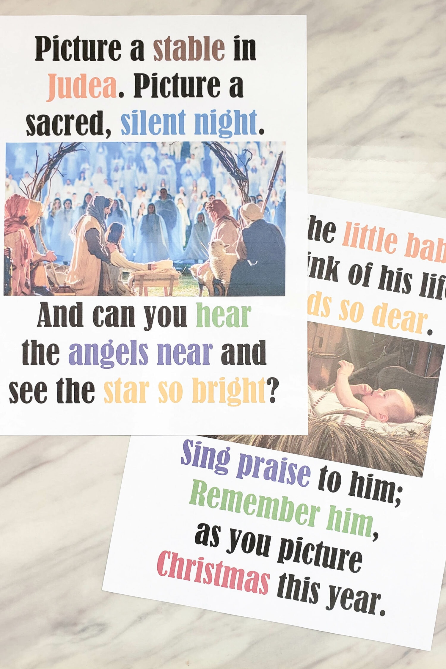Picture a Christmas Flip Chart for LDS Primary Music Leaders - printable singing time song helps and lyrics
