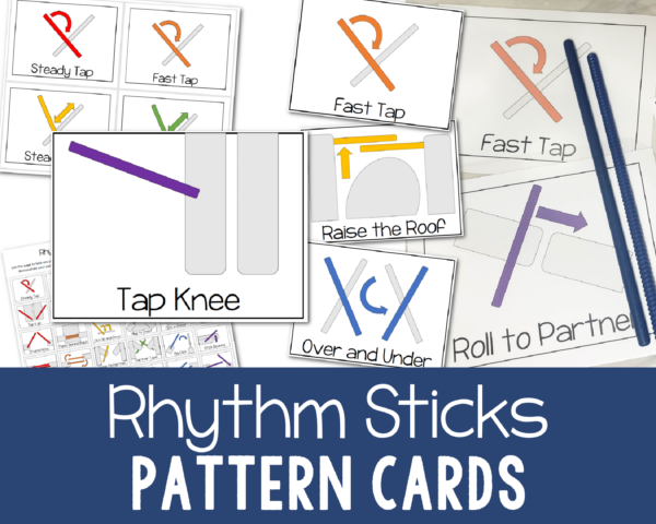 Rhythm Sticks rhythm pattern cards printable song helps for Primary Singing time and music teachers in class helps
