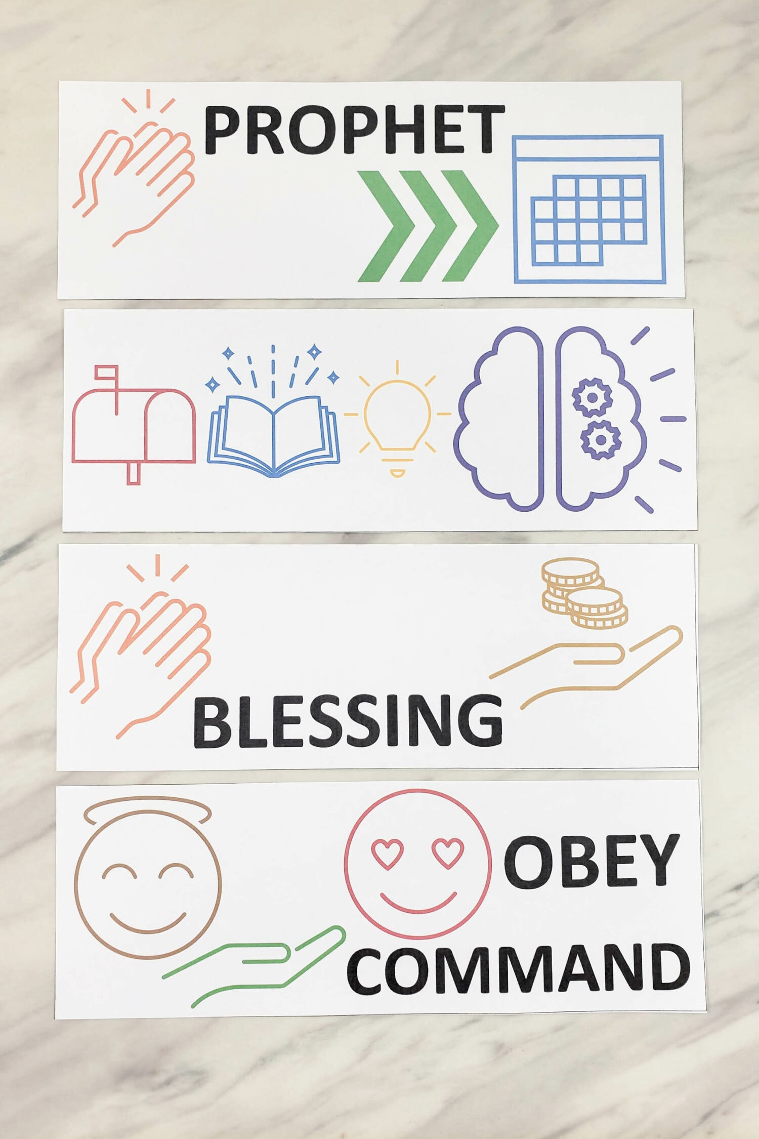 We Thank Thee O God for a Prophet Rebus fun word puzzle singing time idea for LDS Primary Music Leaders. Have the kids help you decode the puzzle and help teach the lyrics to this hymn! Including printable song helps in 2 sizes!