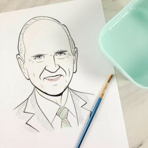 We Thank Thee O God for a Prophet Watercolor singing time fun activity to better get to know the modern or ancient LDS prophets and apostles! Perfect lesson plan for before or after General Conference weekend! Fun idea for Primary music leaders.