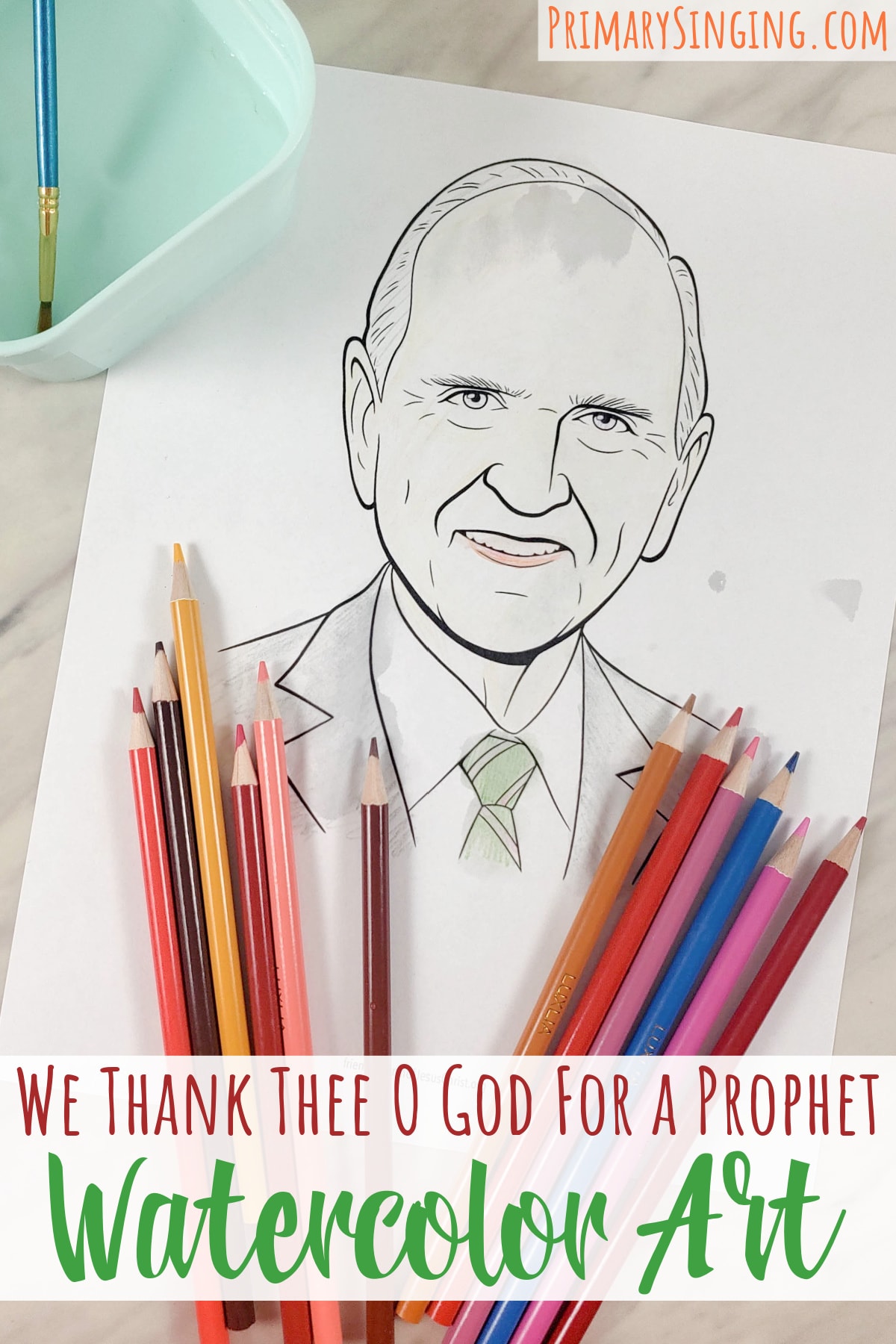 We Thank Thee O God for a Prophet Watercolor singing time fun activity to better get to know the modern or ancient LDS prophets and apostles! Perfect lesson plan for before or after General Conference weekend! Fun idea for Primary music leaders.