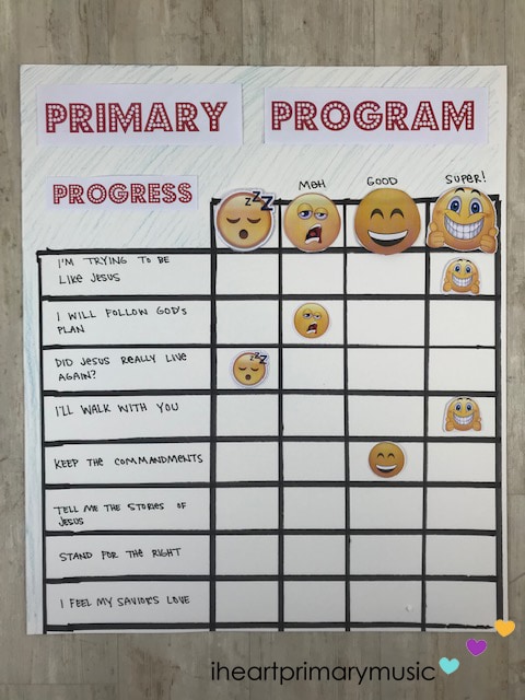 Emoji Song Progress -- 20 Primary Program Review Ideas