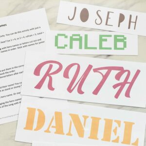 Choose to Serve the Lord Hero Names - Fun singing time idea for LDS Primary music leaders with printable song helps to teach this beautiful song with scripture hero printable name cards and letter cards.