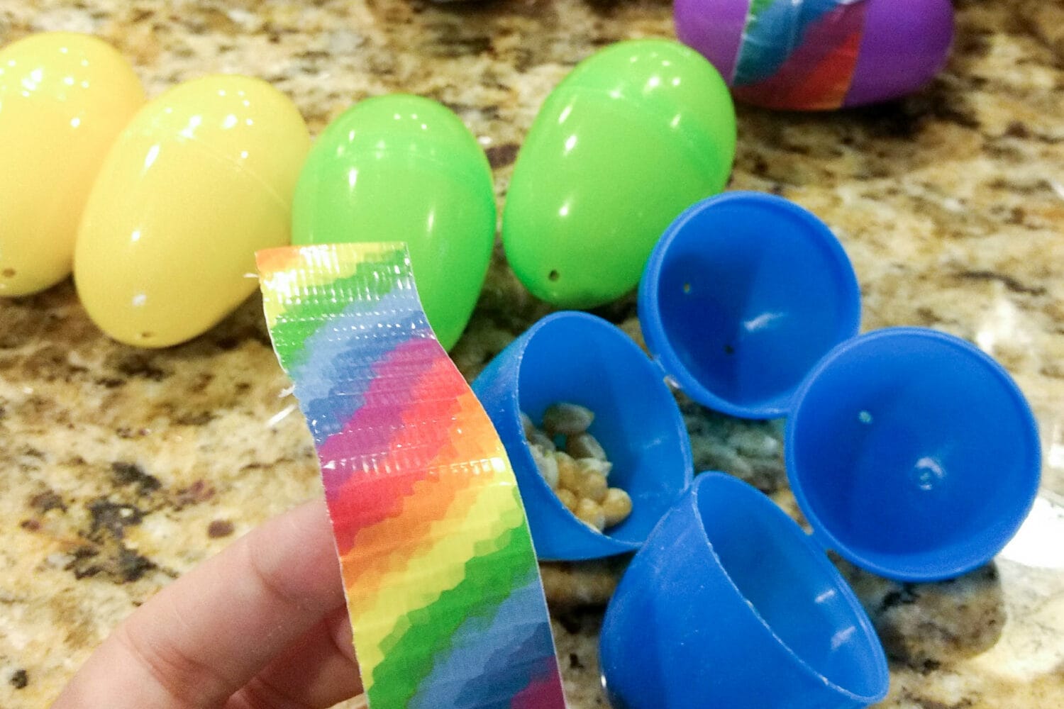 Using duct tape to make egg shaker instruments diy