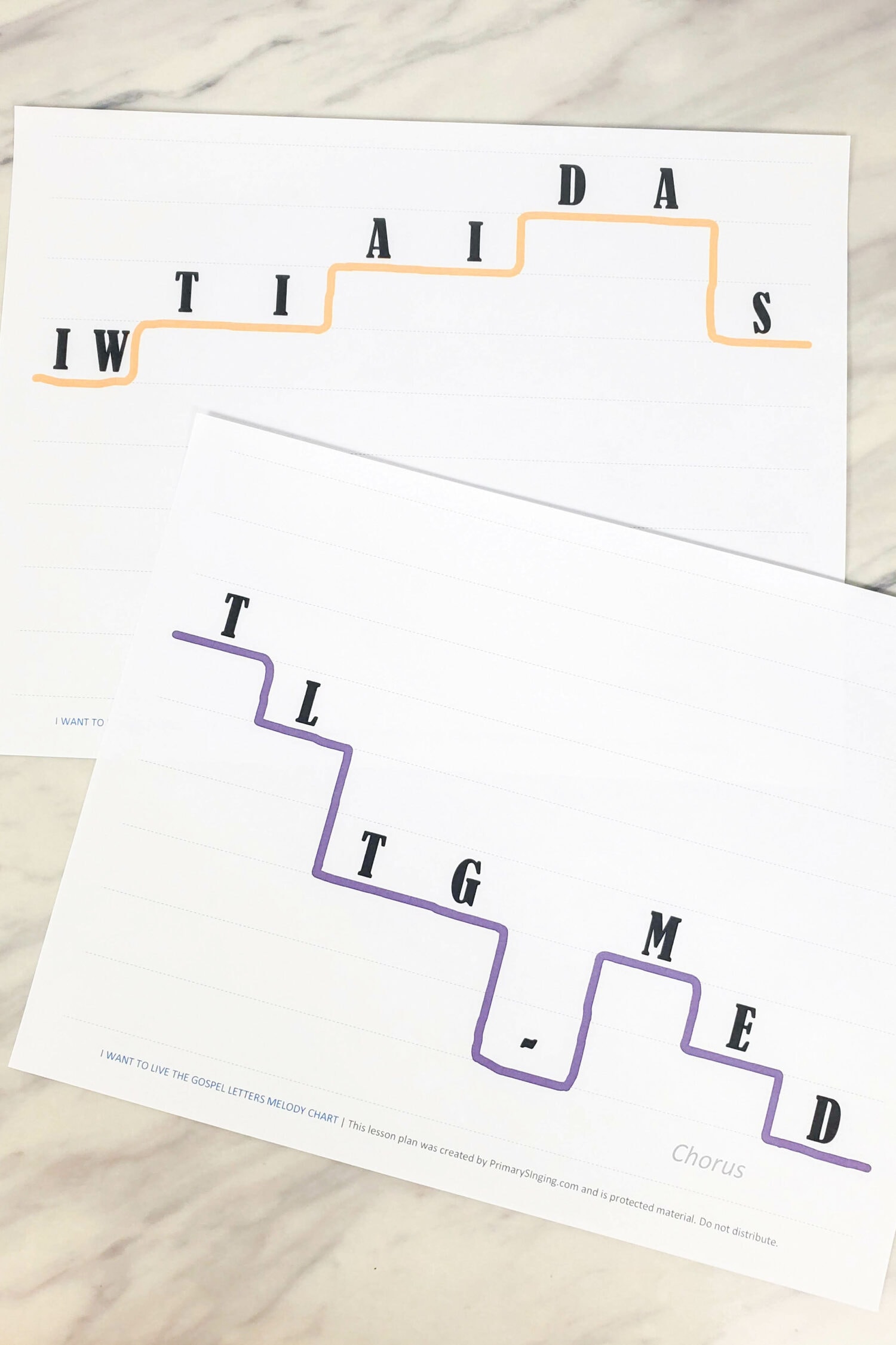 I Want to Live the Gospel Letters Melody Chart fun singing time idea to help the kids pay attention to the melody and crack the first letter code! Free printable for LDS Primary music Leaders.