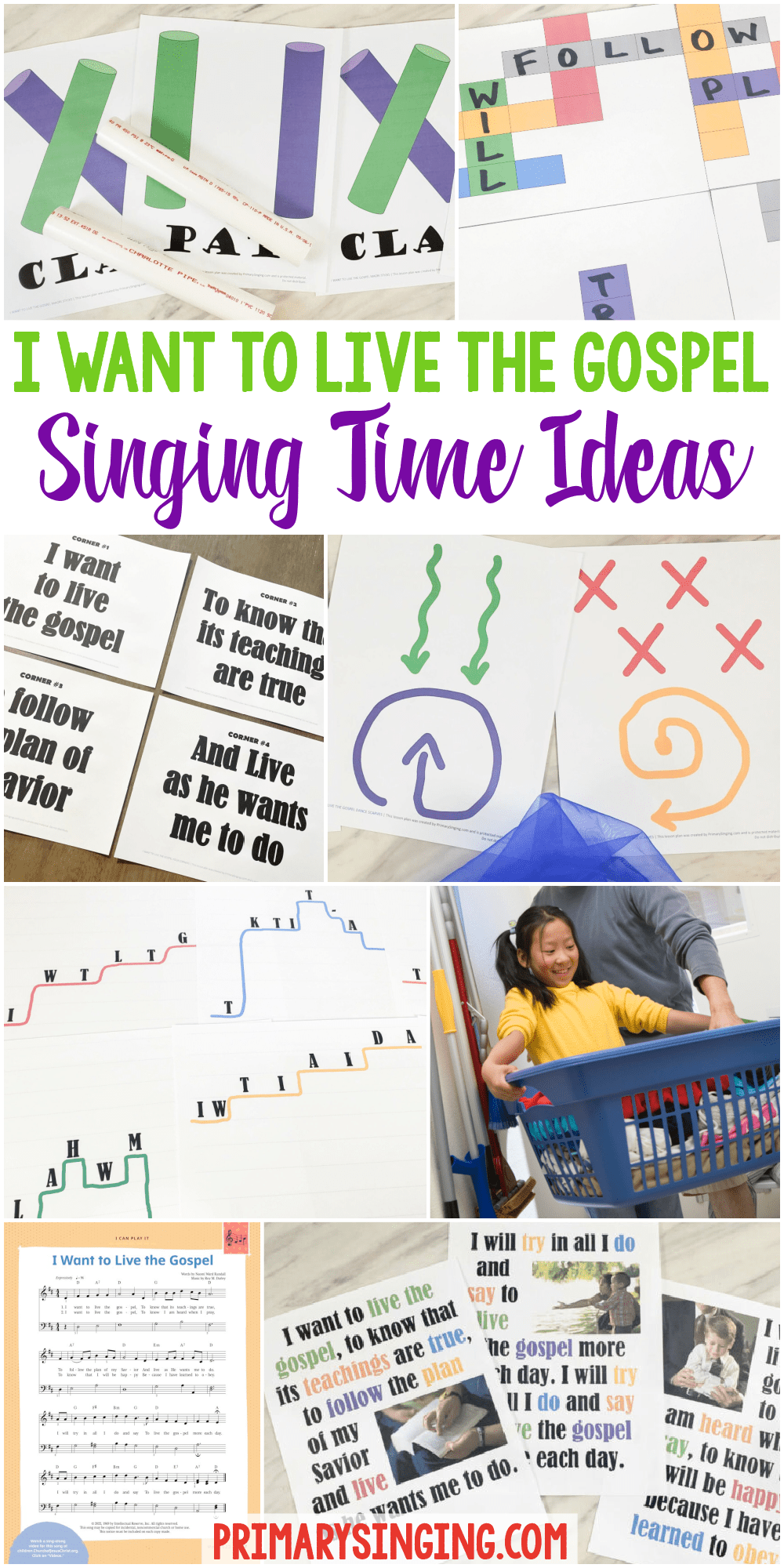 20 Fun I Want to Live the Gospel Singing Time Ideas for LDS Primary Music Leaders - including a crossword puzzle, melody chart, maori sticks, dance scarves and more! Easy ways to teach I Want to Live the Gospel Primary Song. Perfect to teach for the Old Testament Come Follow Me year of Primary Songs.