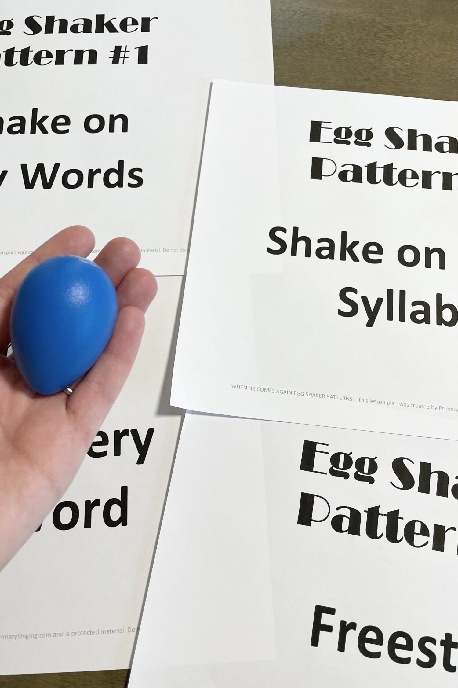 4 When He Comes Again egg shaker patterns fun and easy singing time idea for LDS Primary music leaders!