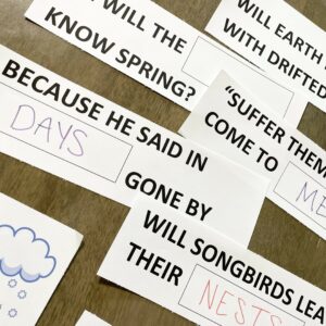 My Senior primary children especially love playing word games in singing time! Try this fun When He Comes Again Fill in the Blank activity to see how well your primary kids know the lyrics to When He Comes Again! Printable lesson plan for LDS Primary Music Leaders. #LDS #Primary #Singingtime #Musicleader