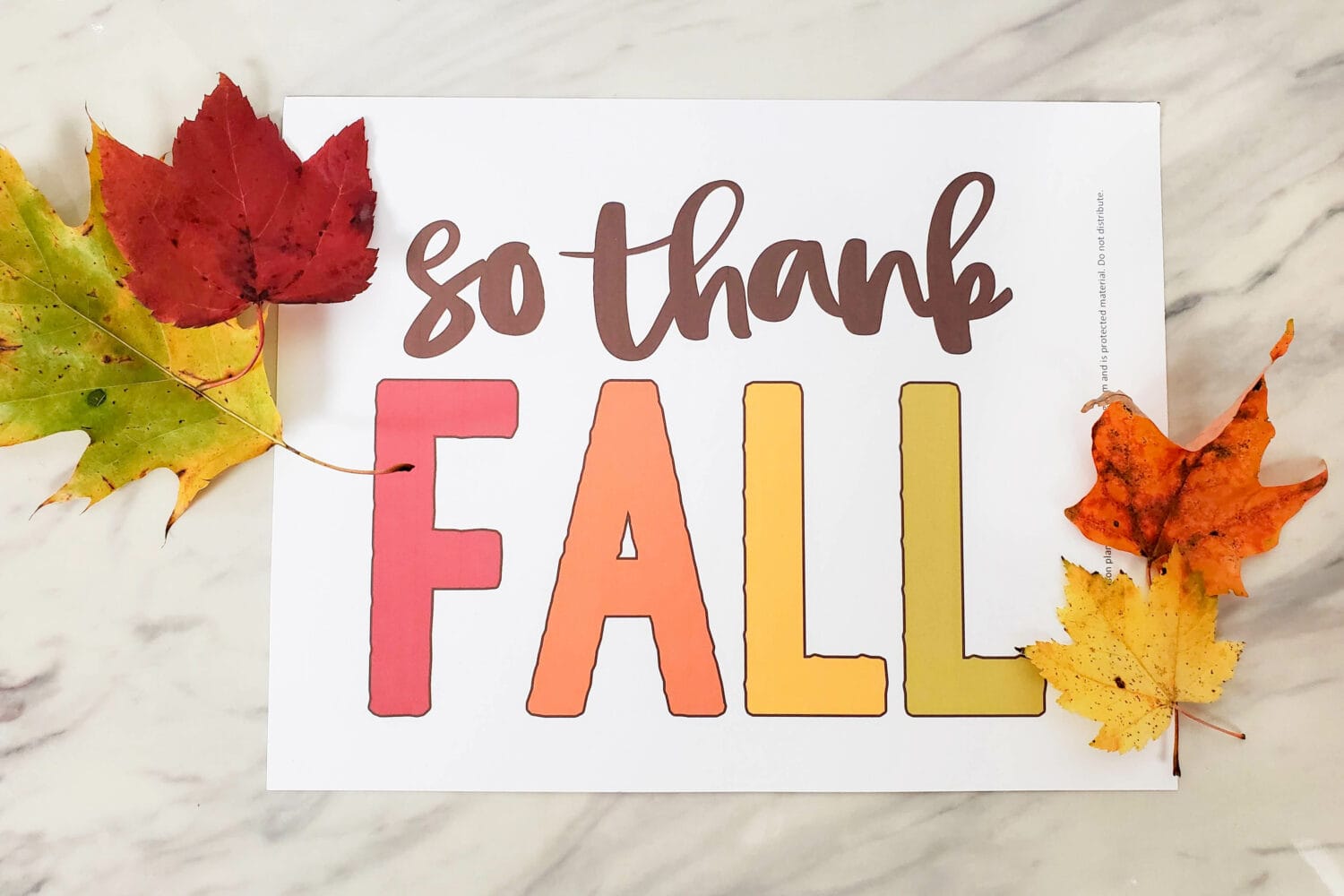 So Thank Fall!! Cute printable Thankful leaves printable in a few different styles perfect for a lesson on gratitude or being thankful. Use this singing time idea to teach We Thank Thee O God for a Prophet LDS Primary Song or I am Thankful by Angie Killian or any song you choose. Free printable song helps for Primary Music Leaders and teachers.
