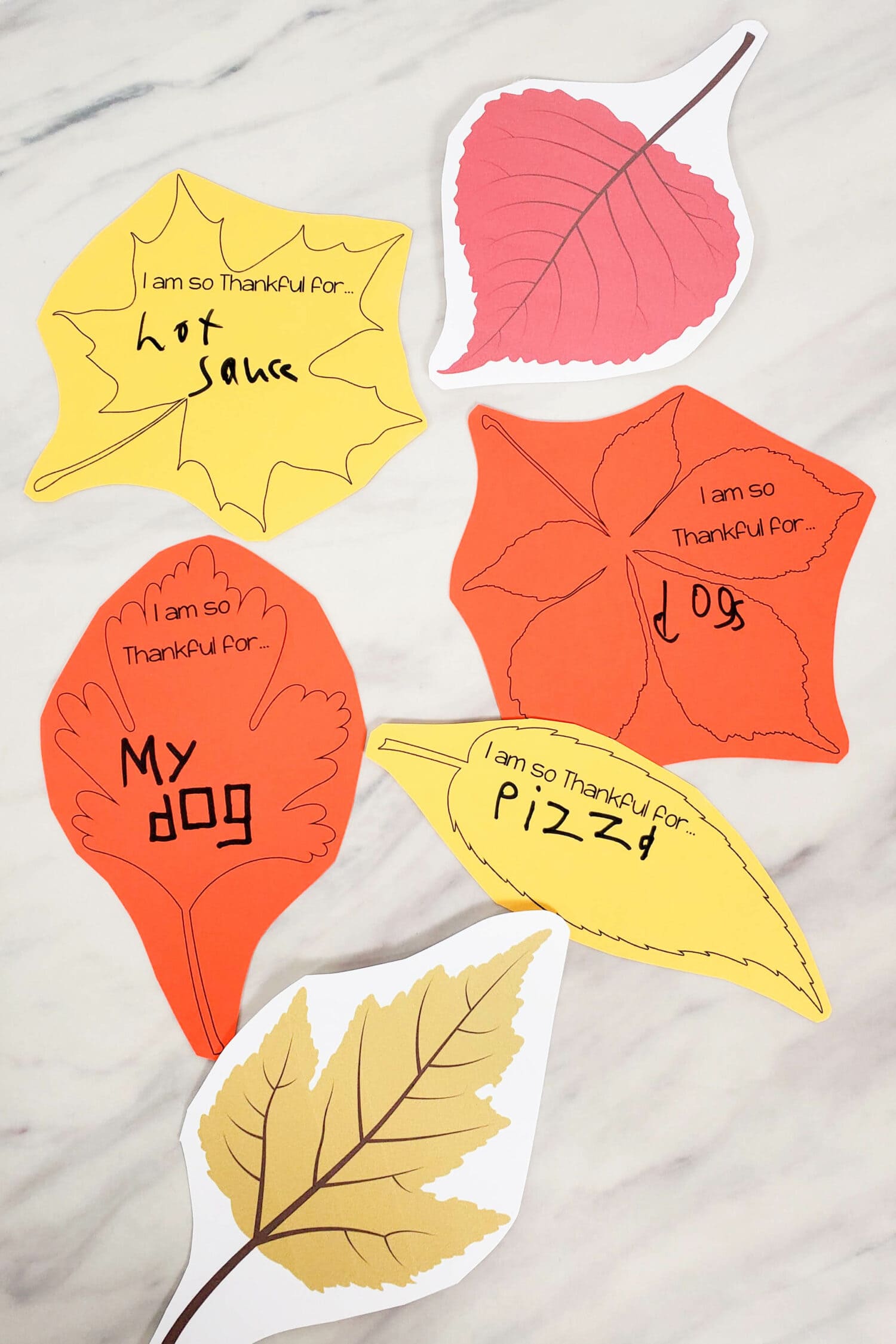 printable thankful leaves idea for teachers, preschool, singing time colorful and black and white options (print on colored paper)