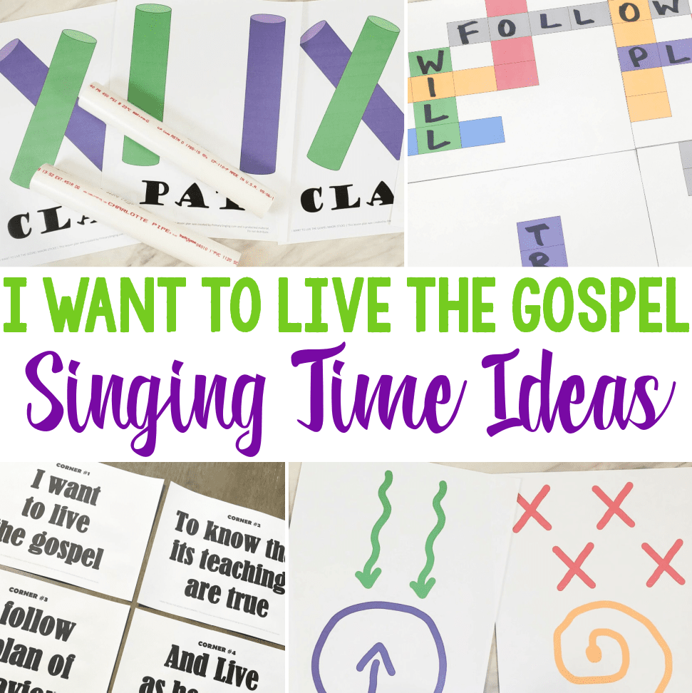 20 Fun I Want to Live the Gospel Singing Time Ideas for LDS Primary Music Leaders - including a crossword puzzle, melody chart, maori sticks, dance scarves and more! Easy ways to teach I Want to Live the Gospel Primary Song.