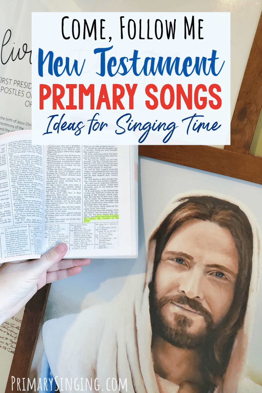 2023 LDS Primary Songs New Testament Come Follow Me song list and hundreds of singing time ideas for the monthly songs! A go-to resource for LDS Primary Music Leaders Singing Time must-have!