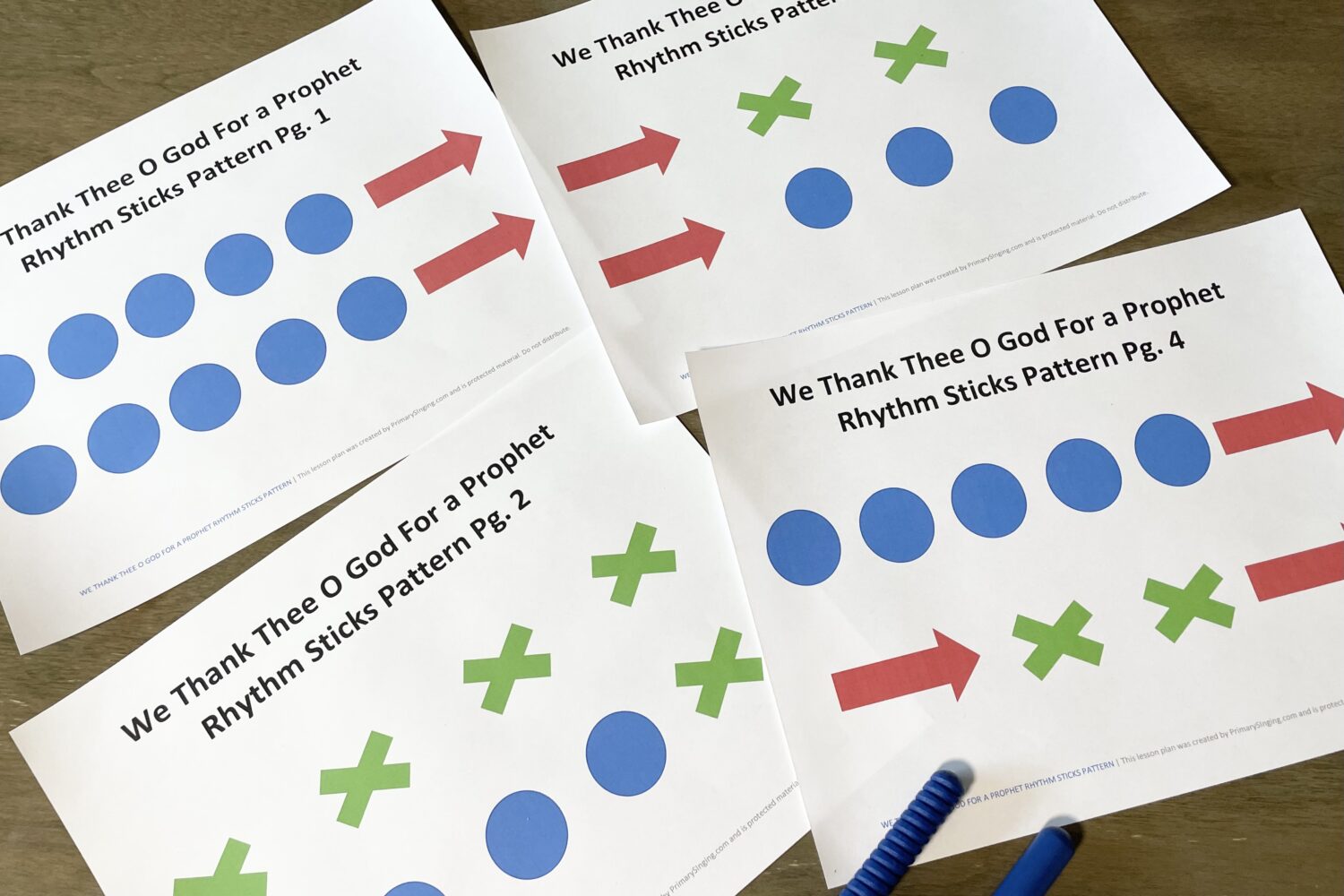 Bring in some rhythm sticks and have some fun with this We Thank Thee O God for a Prophet Rhythm Sticks Pattern in primary! This living music activity is a great way to get lots of practice while trying out fun rhythms! Printable song helps for LDS Primary music Leaders Singing Time ideas. #LDS #Primary #Singingtime #Musicleader