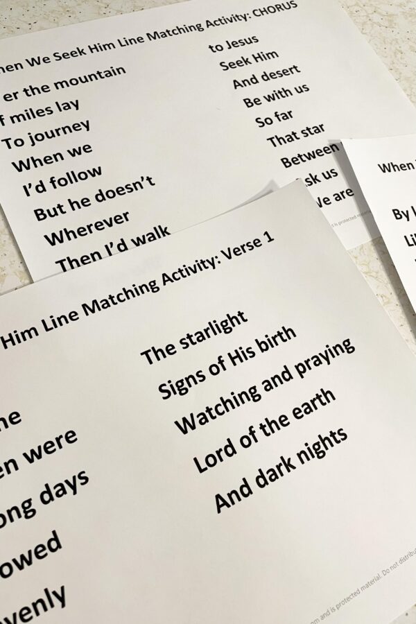 When We Seek Him Line Matching Activity - Primary Singing