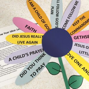 Cute New Years Learn & Grow Flower activity printable introduction activity for Come Follow Me New Testament Songs for LDS Primary Music Leaders.