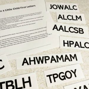Jesus Once Was a Little Child First Letters logical activity for LDS Primary Music Leaders teaching Come Follow Me New Testament,