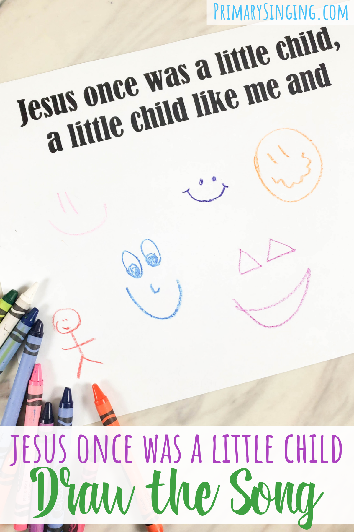 Jesus Once Was a Little Child Draw the Song Challenge fun singing time idea with printable song helps for LDS Primary Music Leaders. Can they follow along and complete one of the challenges for each line of the song? 