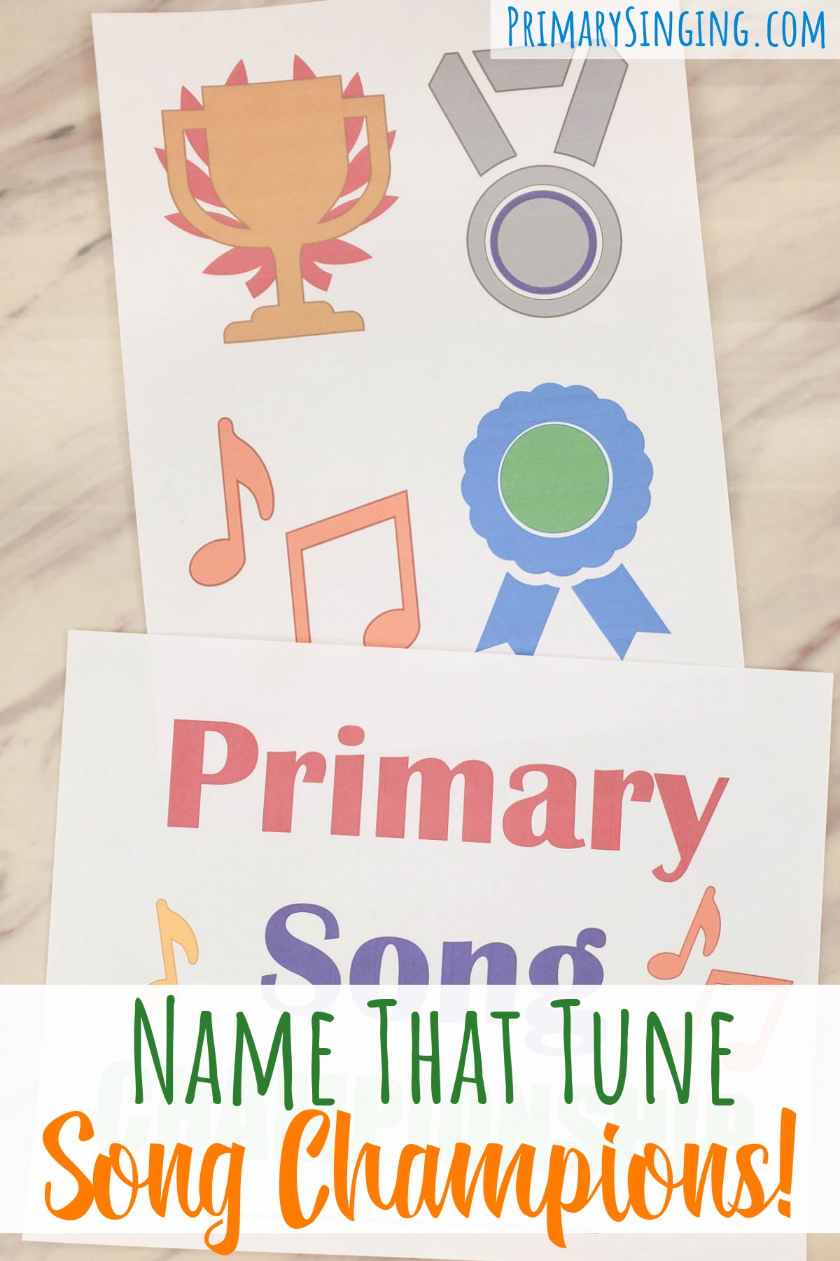 Name That Tune Primary Song Championship - try this fun and super easy game to introduce your songs for a new Come Follow Me year for the first time or to review a bunch of different songs in a fun way. This is a great singing time activity to use with a substitute!