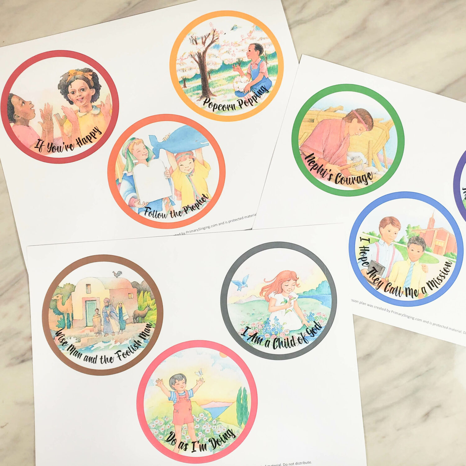 Nursery Singing Time Song Cards - make singing time for your nursery kiddos a breeze with these adorable song selection cards! Plus, a printable schedule with 2 monthly rotatable schedules to get through a variety of songs while keeping consistency.