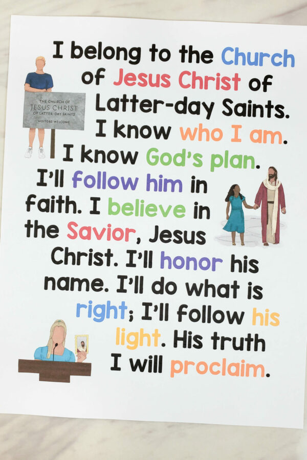 The Church of Jesus Christ Flip Chart for Primary Singing Time great visual aids to help teach this song for LDS Primary music leaders - illustration pictures and lyrics!