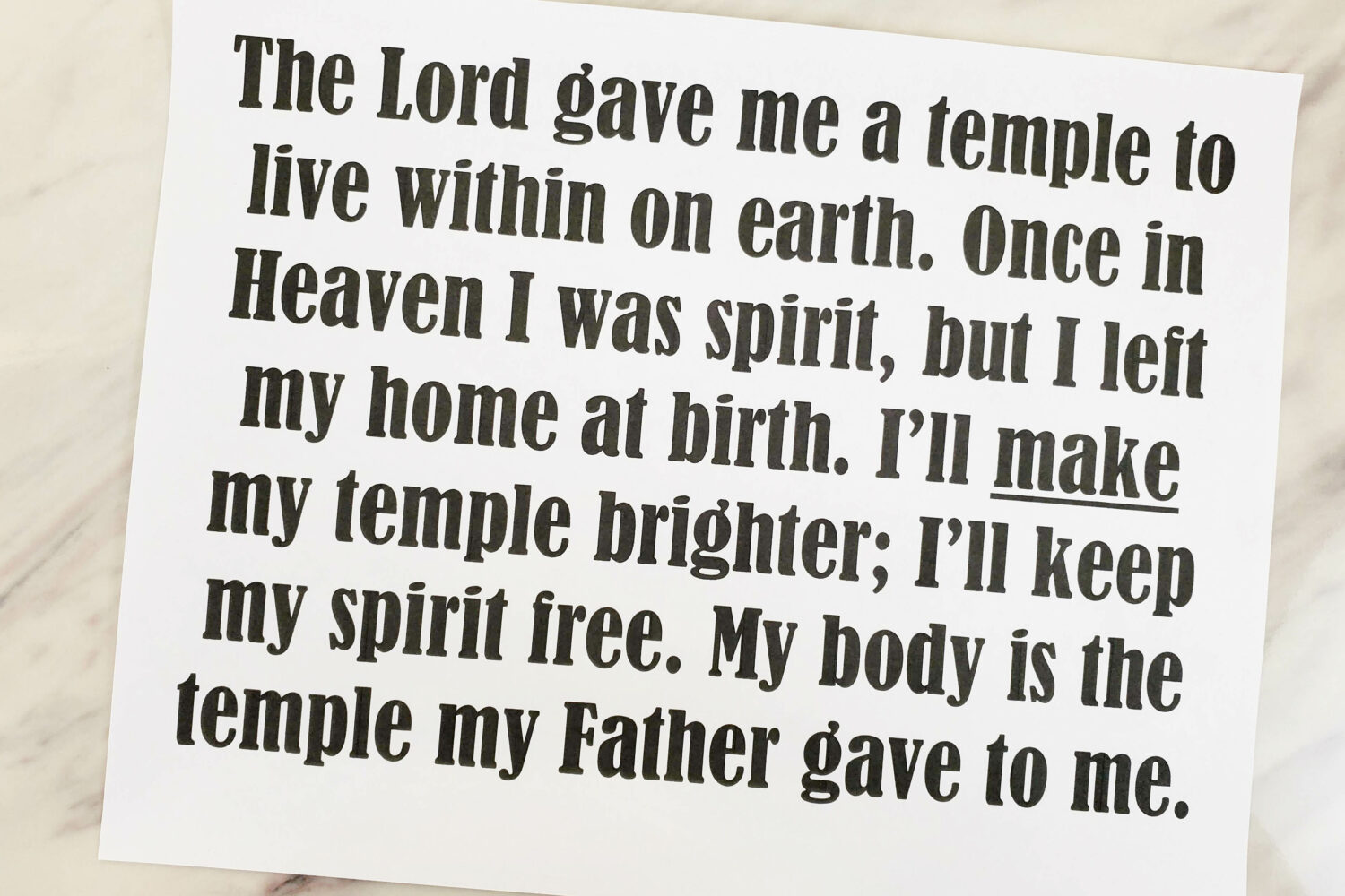 The Lord Gave Me a Temple Flipchart & Lyrics