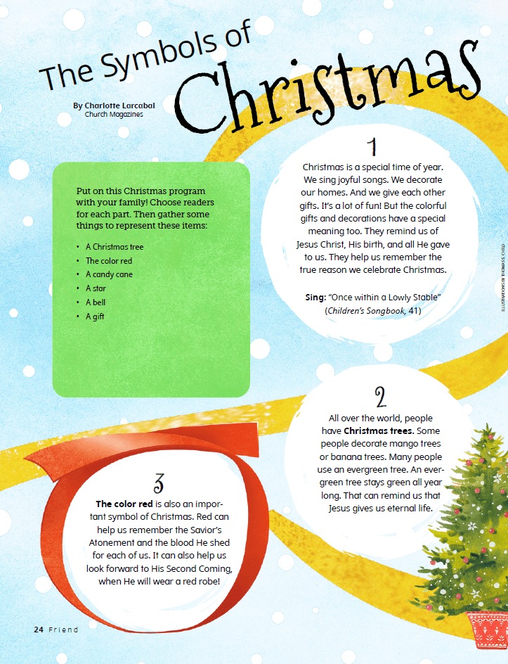 Symbols of Christmas easy and meaningful singing time activity to teach the importance and meaning behind the things we see at Christmastime! Plus, sing along Christmas songs and add an object and fun way to sing to bring the symbols to life. Plus, includes a super cute Jingle Bells Christmas gift tag printable and gift idea for your Primary children. Free printables for LDS Primary music leaders.